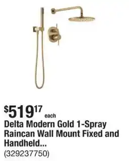 The Home Depot Delta Modern Gold 1-Spray Raincan Wall Mount Fixed and Handheld... offer