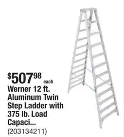 The Home Depot Werner Aluminum Twin Step Ladder with 375 lb. Load Capaci... offer