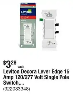 The Home Depot Leviton Decora Lever Edge 15 Amp 120/277 Volt Single Pole Switch,... offer