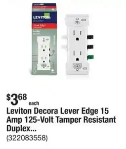 The Home Depot Leviton Decora Lever Edge 15 Amp 125-Volt Tamper Resistant Duplex... offer