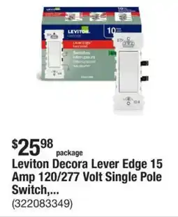 The Home Depot Leviton Decora Lever Edge 15 Amp 120/277 Volt Single Pole Switch,... offer
