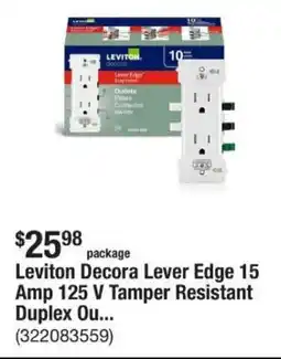 The Home Depot Leviton Decora Lever Edge 15 Amp 125 V Tamper Resistant Duplex Ou... offer