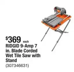 The Home Depot RIDGID 9-Amp 7 in. Blade Corded Wet Tile Saw with Stand offer