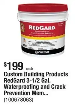 The Home Depot Custom Building Products RedGard 3-1/2 Gal. Waterproofing and Crack Prevention Mem... offer