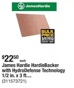 The Home Depot James Hardie HardieBacker with HydroDefense Technology 1/2 in. x 3 ft.... offer