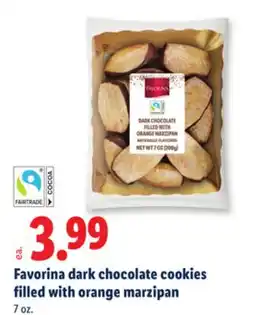 Lidl Favorina dark chocolate cookies filled with orange marzipan offer