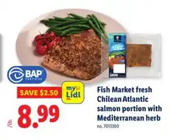 Lidl Fish Market fresh Chilean Atlantic salmon portion with Mediterranean herb offer