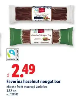 Lidl Favorina hazelnut nougat bar offer