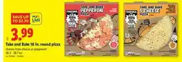 Lidl Take and Bake 16 in. round pizza offer