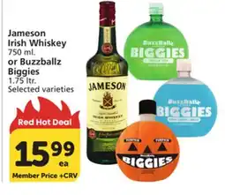 Albertsons Jameson Irish Whiskey 750 ml. or Buzzballz Biggies 1.75 ltr offer