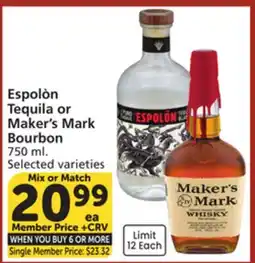 Albertsons Espolòn Tequila or Maker's Mark Bourbon offer