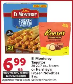Albertsons El Monterey Taquitos 20-20.7 oz., Frozen or Hershey's Frozen Novelties 8 oz offer