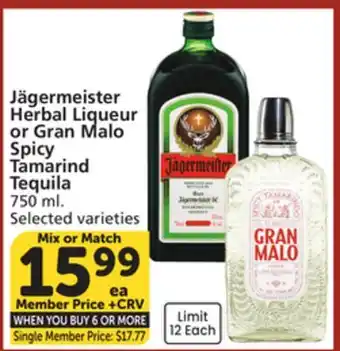 Albertsons Jägermeister Herbal Liqueur or Gran Malo Spicy Tamarind Tequila offer