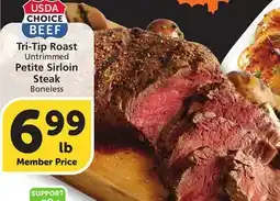 Albertsons Tri-Tip Roast Untrimmed Petite Sirloin Steak Boneless offer