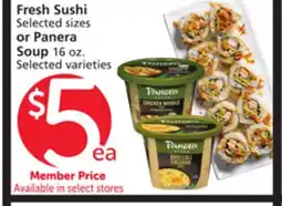 Albertsons Fresh Sushi Selected sizes or Panera Soup 16 oz offer