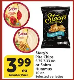 Albertsons Stacy's Pita Chips 6.75-7.33 oz. or Sabra Hummus 10 oz offer
