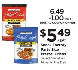 Ralphs Snack Factory Party Size Pretzel Crisps offer