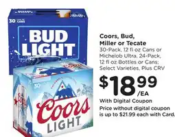 Ralphs Coors, Bud, Miller or Tecate offer