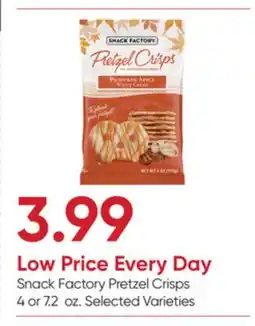 Stater Bros Snack Factory Pretzel Crisps offer