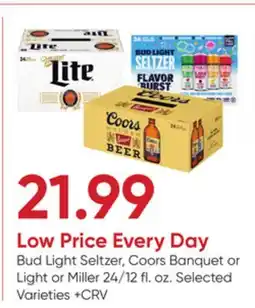 Stater Bros Bud Light Seltzer, Coors Banquet or Light or Miller offer