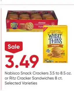 Stater Bros Nabisco Snack Crackers 3.5 to 8.5 oz. or Ritz Cracker Sandwiches 8 ct offer