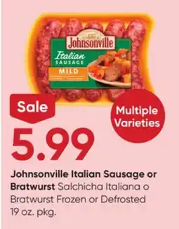 Stater Bros Johnsonville Italian Sausage or Bratwurst offer
