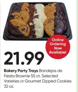 Stater Bros Bakery Party Trays Bandejas de Fiesta Brownie 55 ct.or Gourmet Dipped Cookies 32 oz offer