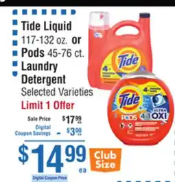 Smart & Final Tide Liquid or Pods Laundry Detergent offer