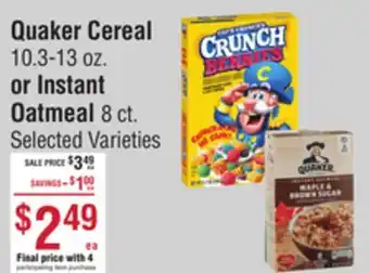 Smart & Final Quaker Cereal or Instant Oatmeal offer