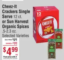 Smart & Final Cheez-It Crackers Single Serve or Sun Harvest Organic Spices offer