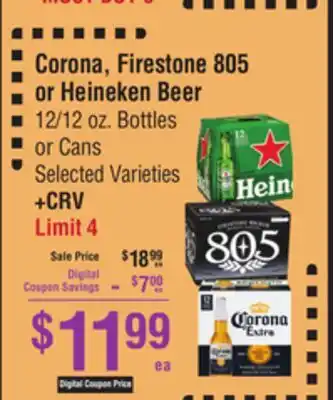 Smart & Final Corona, Firestone 805 or Heineken Beer offer