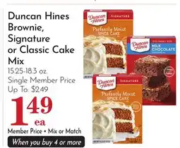 Pavilions Duncan Hines Brownie, Signature or Classic Cake Mix offer