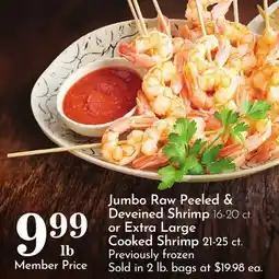 Pavilions Jumbo Raw Peeled & Deveined Shrimp 16-20 ct. or Extra Large Cooked Shrimp 21-25 ct offer