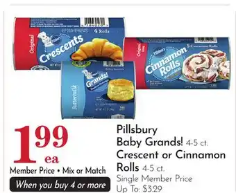 Pavilions Pillsbury Baby Grands! 4-5 ct. Crescent or Cinnamon Rolls 4-5 ct offer