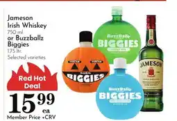 Pavilions Jameson Irish Whiskey 750 ml. or Buzzballz Biggies 1.75 ltr offer