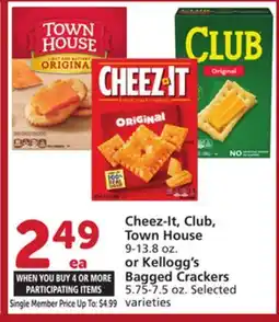 Vons Cheez-It, Club, Town House 9-13.8 oz. or Kellogg's Bagged Crackers 5.75-7.5 oz offer