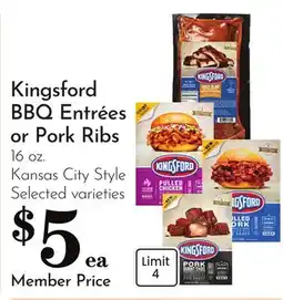 Pavilions Kingsford BBQ Entrées or Pork Ribs offer