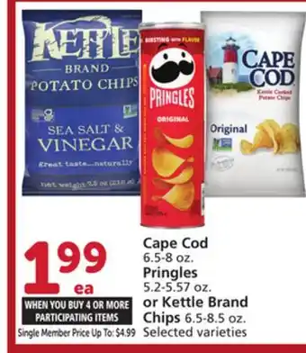 Vons Cape Cod 6.5-8 oz., Pringles 5.2-5.57 oz. or Kettle Brand Chips 6.5-8.5 oz offer