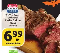Vons Tri-Tip Roast Untrimmed Petite Sirloin Steak Boneless offer