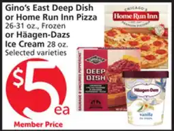 Vons Gino's East Deep Dish or Home Run Inn Pizza 26-31 oz., Frozen or Häagen-Dazs Ice Cream 28 oz offer