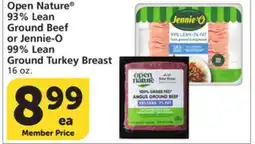 Vons Open Nature 93% Lean Ground Beef or Jennie-O 99% Lean Ground Turkey Breast offer