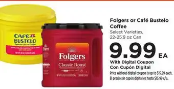 Food 4 Less Folgers or Café Bustelo Coffee offer