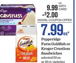 Mariano's Pepperidge Farm Goldfish or Kroger Crustless Sandwiches offer