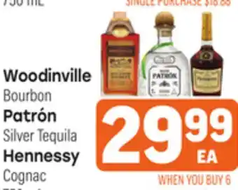 Tony’s Fresh Market Woodinville Bourbon, Patrón Silver Tequila, Hennessy Cognac offer