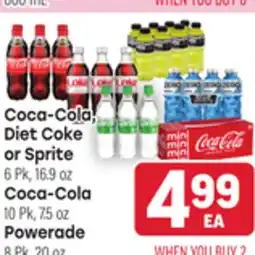 Tony’s Fresh Market Coca-Cola, Diet Coke or Sprite 6Pk, 16.9oz., Coca-Cola 10Pk, 7.5oz., Powerade 8Pk, 20oz offer