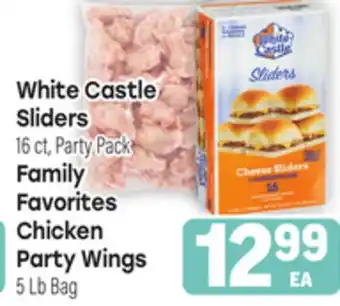 Tony’s Fresh Market White Castle Sliders, 16ct Party Pack, Family Favorites Chicken Party Wings, 5Lb Bag offer