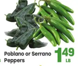 Tony’s Fresh Market Poblano or Serrano Peppers offer