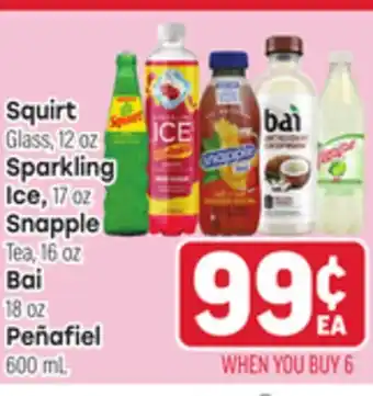Tony’s Fresh Market Squirt Glass, 12 oz Sparkling Ice, 17 oz Snapple Tea, 16 oz Bai, 18 oz Peñafiel, 600 mL offer