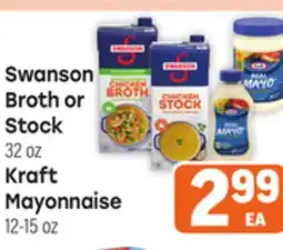 Tony’s Fresh Market Swanson Broth or Stock, 32 oz Kraft Mayonnaise, 12-15 oz offer