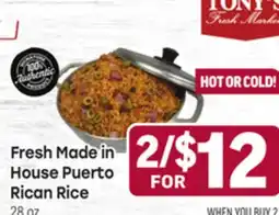 Tony’s Fresh Market House Fresh Made in House Puerto Rican Rice offer